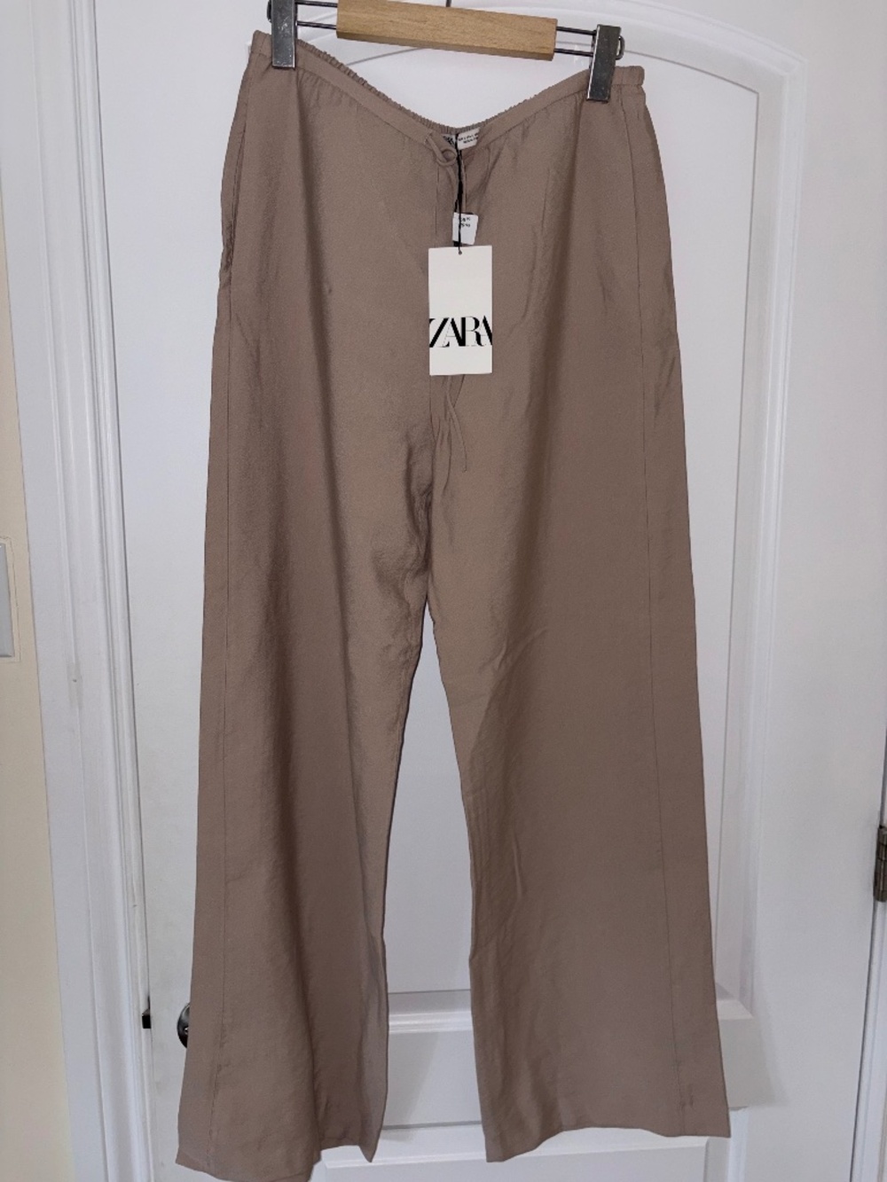 Zara Beige Drawstring Summer Pants – Size S – Brand New